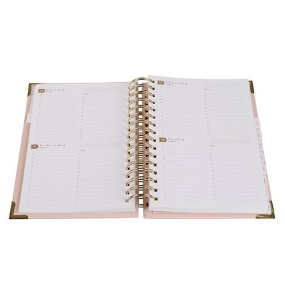 157gsm Planner Organizer Agenda Sewn Ivory A5 Spiral Notebook Gold Stamping Logo Double Coils